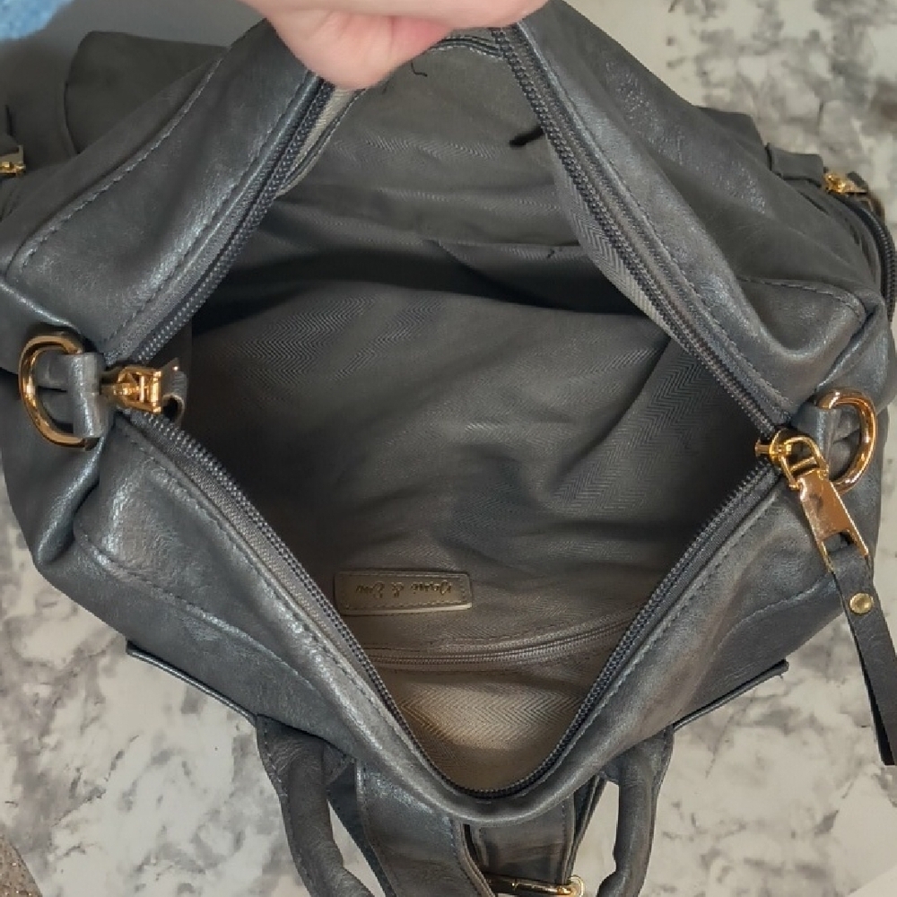 Dani & Em Gray Backpack Purse Gold Hardware - Picture 7 of 10